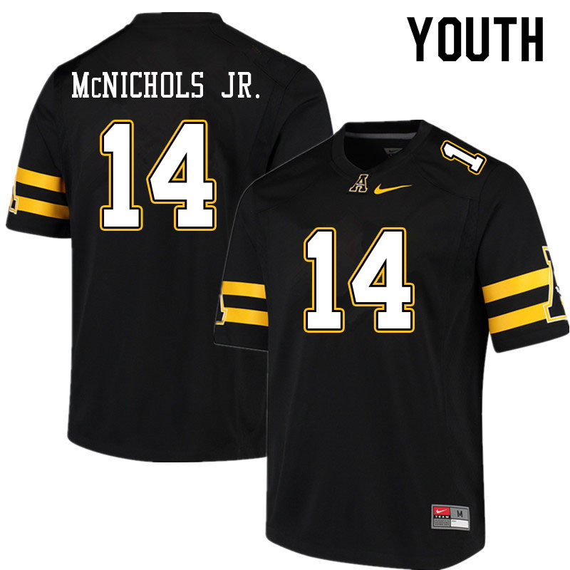 Youth #14 Travis McNichols Jr. Appalachian State Mountaineers College Football Jerseys Sale-Black - Click Image to Close